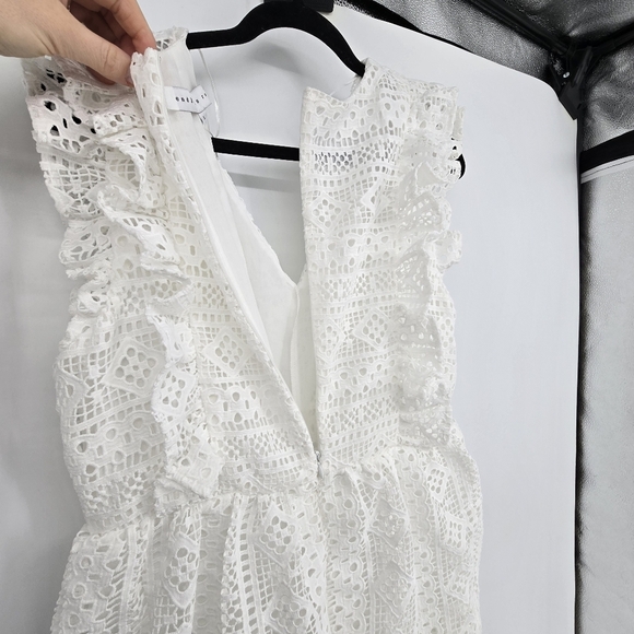 Endless Rose white Lace Ruffle Tiered Midi Dress large - Picture 9 of 11